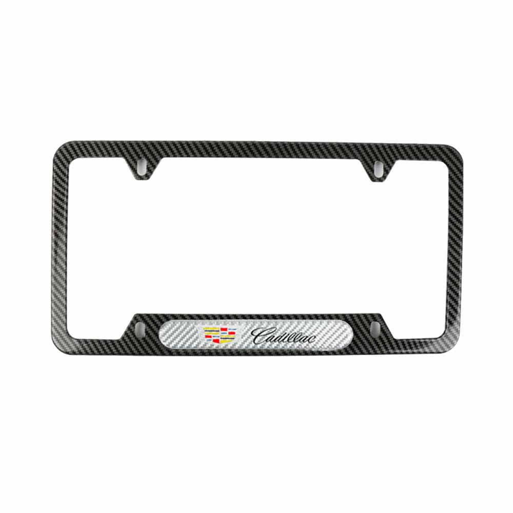 Brand New Universal 1PCS Cadillac Carbon Fiber Look Metal License Plate Frame