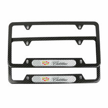 Load image into Gallery viewer, Brand New Universal 2PCS Cadillac Carbon Fiber Look Metal License Plate Frame