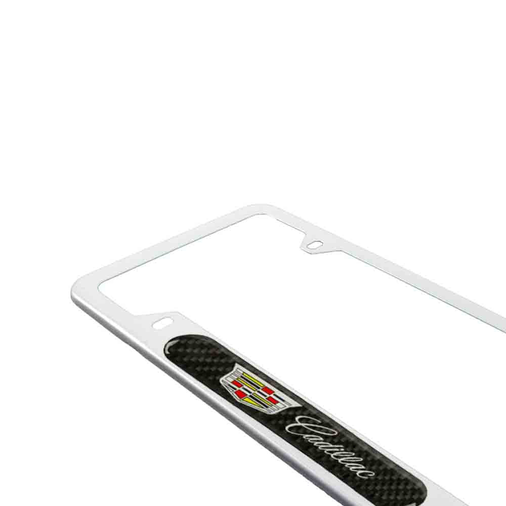 Brand New Universal 2PCS Cadillac Silver Metal License Plate Frame