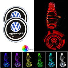 Load image into Gallery viewer, BRAND NEW UNIVERSAL V2 2PCS VOLKSWAGEN Switchable Seven Colorful LED Car Cup Holder Mat Coaster Pad