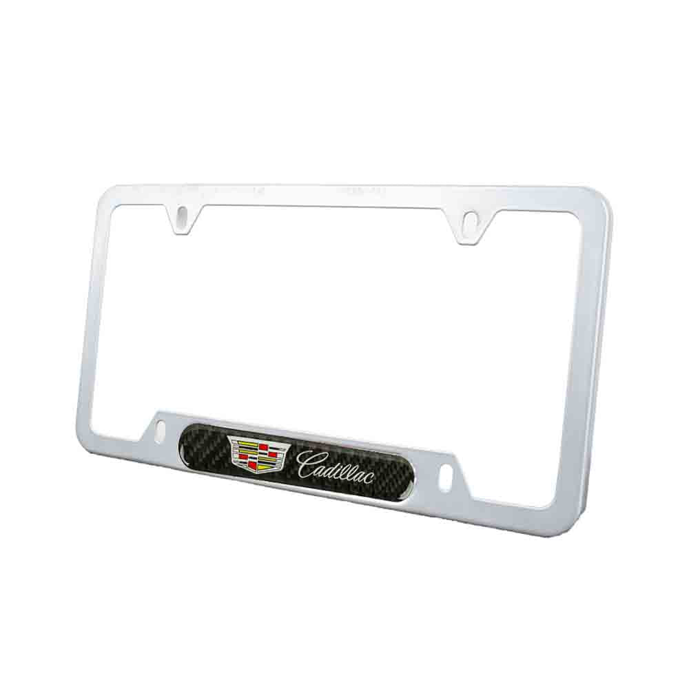 Brand New Universal 2PCS Cadillac Silver Metal License Plate Frame