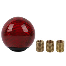 Load image into Gallery viewer, Brand New Car Gear Shift Knob Round Ball Shape Red Real Carbon Fiber Universal with Adapters