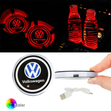 Load image into Gallery viewer, BRAND NEW UNIVERSAL V2 2PCS VOLKSWAGEN Switchable Seven Colorful LED Car Cup Holder Mat Coaster Pad