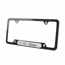 Brand New Universal 1PCS Cadillac Carbon Fiber Look Metal License Plate Frame