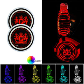 BRAND NEW UNIVERSAL V2 2PCS JUNCTION PRODUCE Switchable Seven Colorful LED Car Cup Holder Mat Coaster Pad