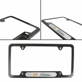 Brand New Universal 1PCS Cadillac Carbon Fiber Look Metal License Plate Frame