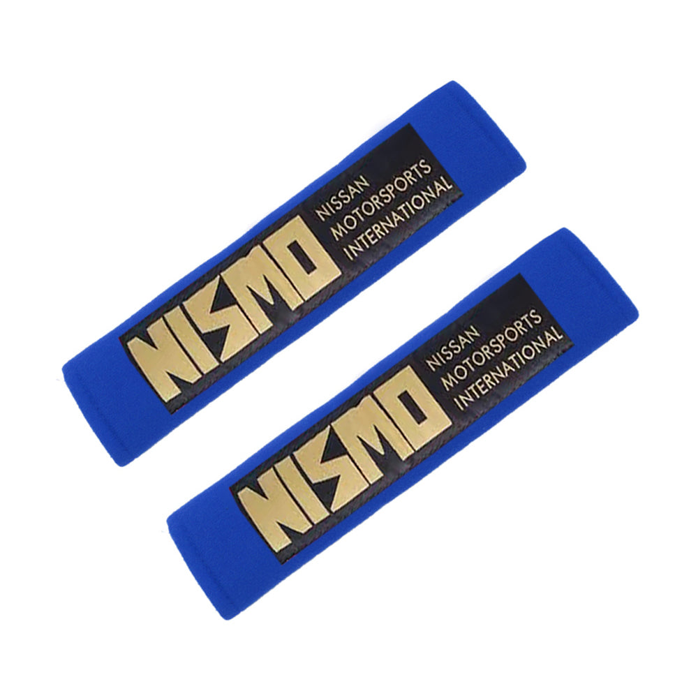 Brand New 2PCS JDM Nissan Nismo Blue Racing Logo Embroidery Seat Belt Cover Shoulder Pads New