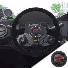 Load image into Gallery viewer, Brand New 14&quot; MOMO Style Racing Black Stitching Leather Suede Sport Steering Wheel w Horn Button