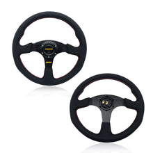 Load image into Gallery viewer, Brand New 14&quot; MOMO Style Racing Black Stitching Leather PVC Sport Steering Wheel w Horn Button