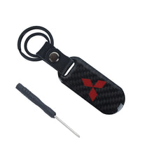 Load image into Gallery viewer, Brand New Universal 100% Real Carbon Fiber Keychain Key Ring For Mitsubishi