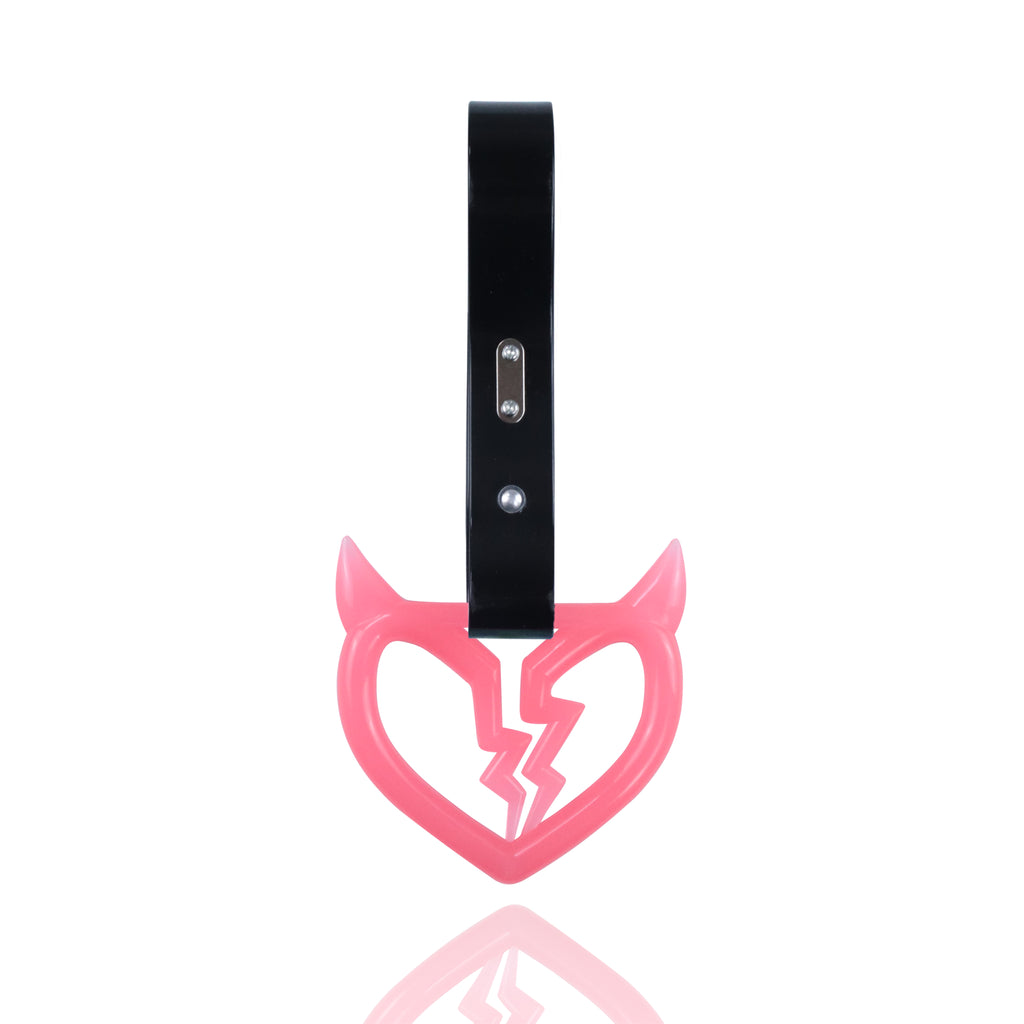 Brand New Devil Demon Broken Heart Glow In The Dark Red JDM TSURIKAWA Ring Subway Train Bus Handle Strap Charm Drift