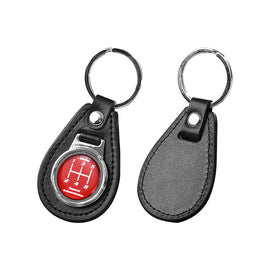 Brand New HKS 5 Speed Black Leather Keychain Keyfob Silver Keyring JDM Gift