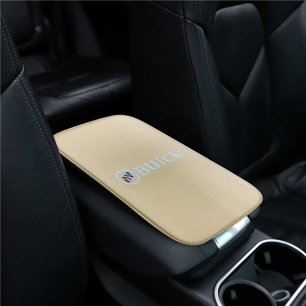 BRAND NEW UNIVERSAL BUICK BEIGE Car Center Console Armrest Cushion Mat Pad Cover Embroidery