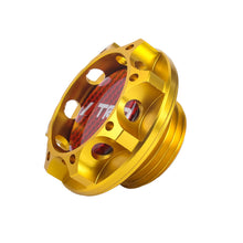 Load image into Gallery viewer, Brand New Toyota TRD Real Carbon Fiber Sticker ALUMNIUM Gold Billet Engine Oil FILLER Cap