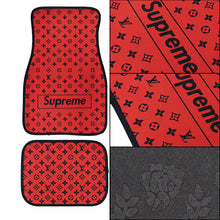 Load image into Gallery viewer, Brand New 4PCS UNIVERSAL SUPREME RED Racing Fabric Car Floor Mats Interior Carpets