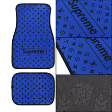 Load image into Gallery viewer, Brand New 4PCS UNIVERSAL SUPREME BLUE Racing Fabric Car Floor Mats Interior Carpets