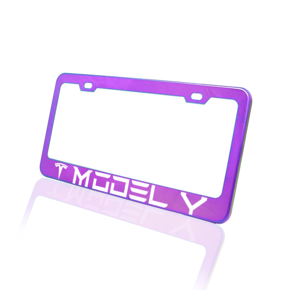 Brand New 1PCS UNIVERSAL TESLA MODEL Y Neo Chrome Stainless Steel License Plate Frame
