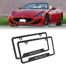 Brand New Universal 2PCS MASERATI Metal Carbon Fiber Style License Plate Frame