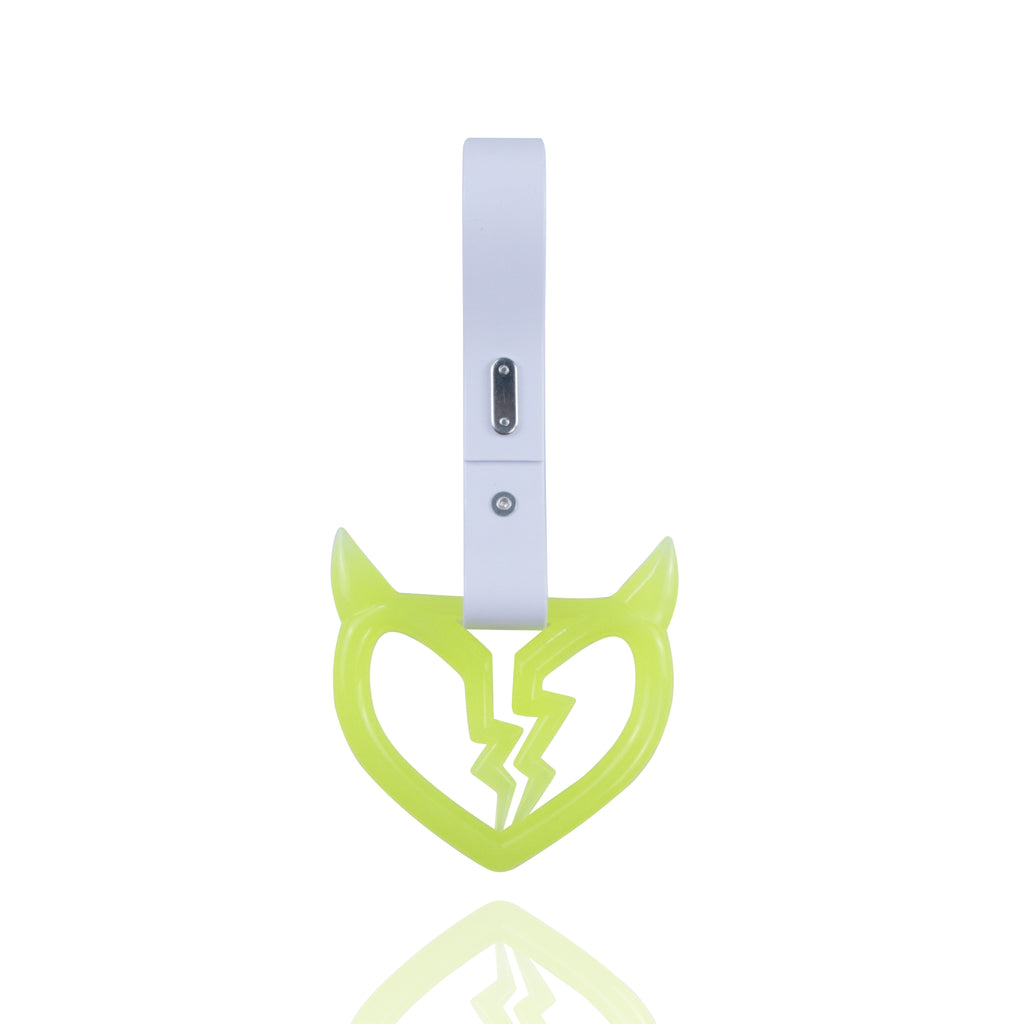 Brand New Devil Demon Broken Heart Yellow Glow In The Dark JDM TSURIKAWA Ring Subway Train Bus Handle Strap Charm Drift