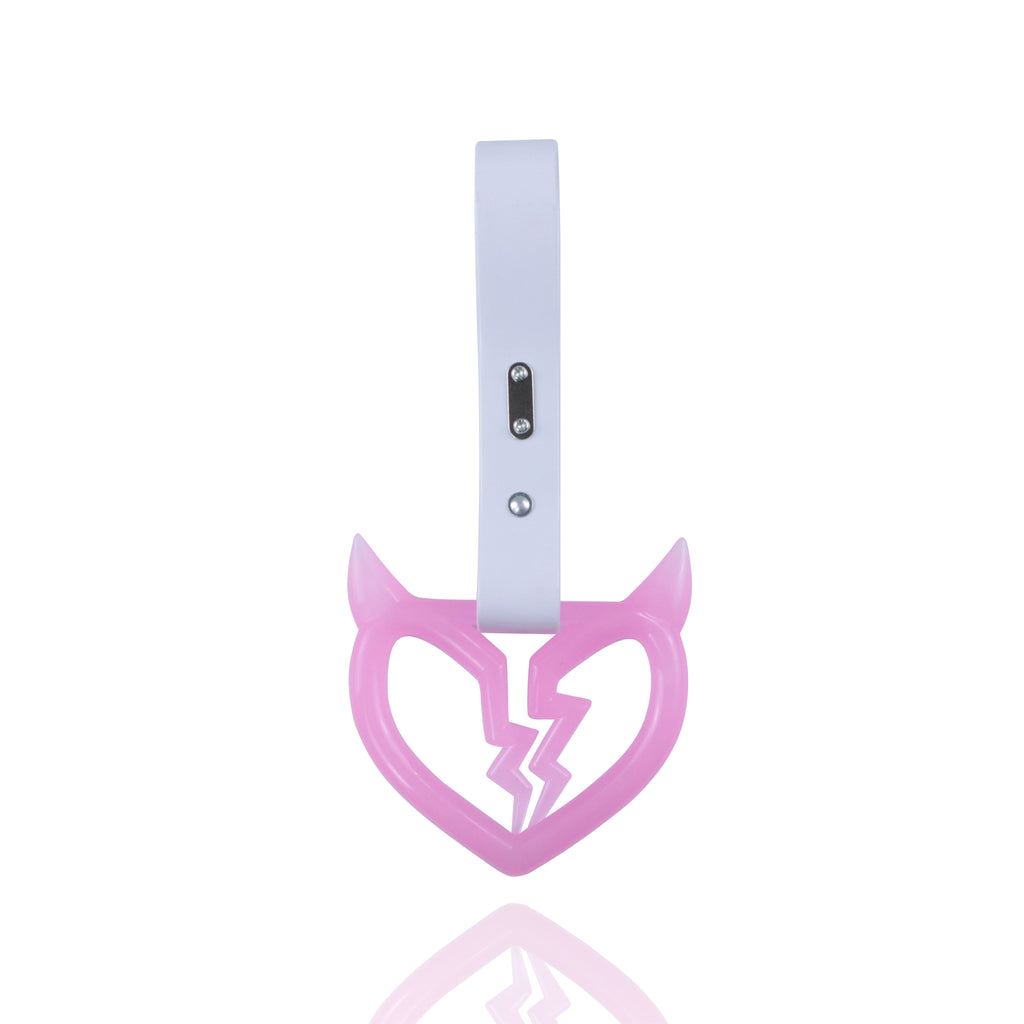 Brand New Devil Demon Broken Heart Pink Glow In The Dark Green JDM TSURIKAWA Ring Subway Train Bus Handle Strap Charm Drift