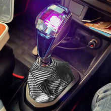 Load image into Gallery viewer, Brand New Universal GR SPORT Carbon Fiber Silver Leather PVC Style Black Stitch Leather Gear Manual Shifter Shift Knob Boot