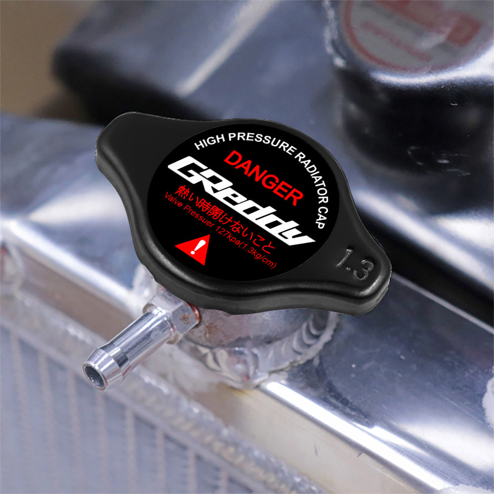 Brand New JDM 1.3bar 9mm Greddy Racing Black Racing Cap High Pressure Radiator Cap For Universal