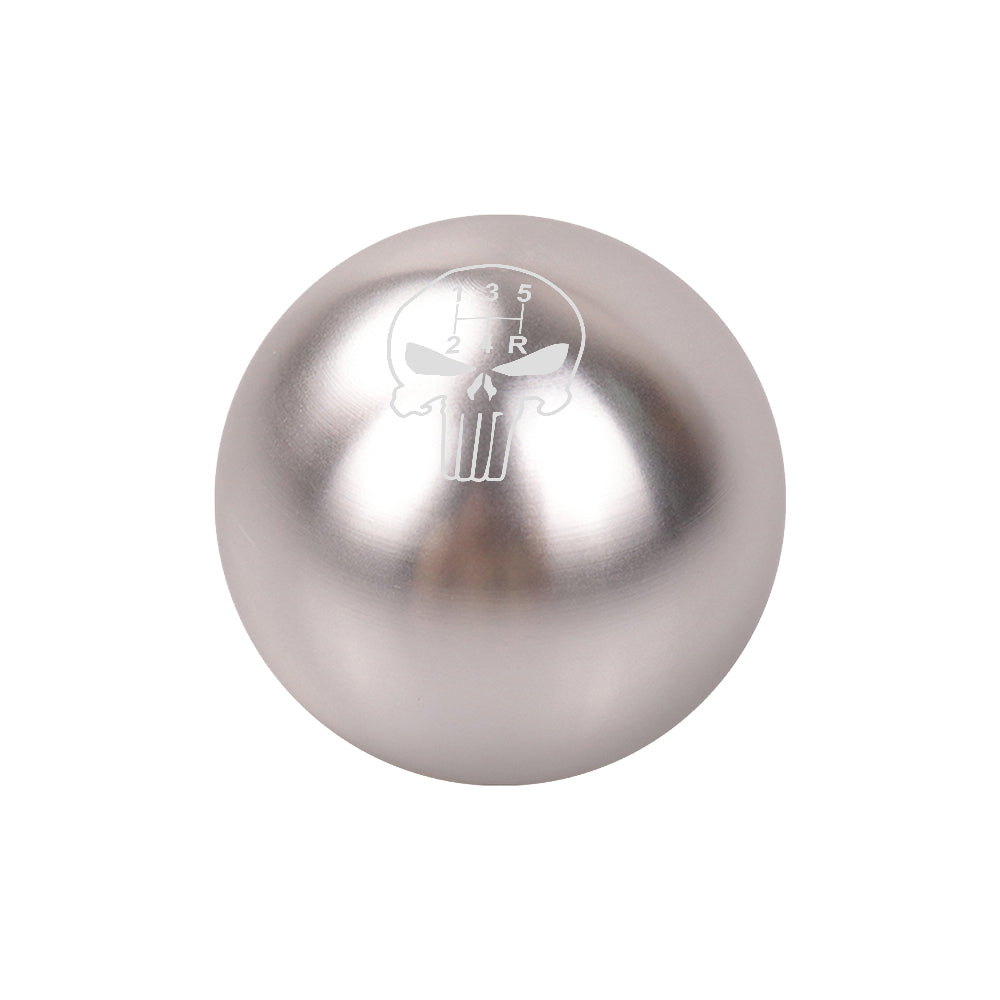BRAND NEW UNIVERSAL JDM THE PUNISHER 5 SPEED Aluminum Silver Round Ball Manual Gear Stick Shift Knob M8 M10 M12