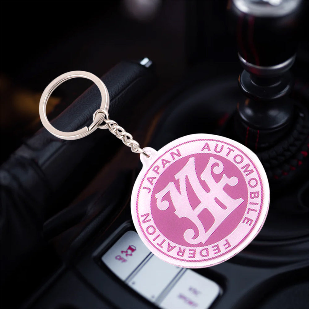 BRAND NEW LIGHT PINK JAF JAPAN AUTOMOBILE FEDERATION KEYCHAIN JDM Racing Car Styling Keychain Drift Key Phone Holder