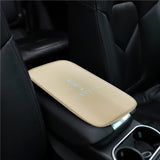 BRAND NEW UNIVERSAL LINCOLN BEIGE Car Center Console Armrest Cushion Mat Pad Cover Embroidery