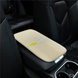 BRAND NEW UNIVERSAL CHEVROLET BEIGE Car Center Console Armrest Cushion Mat Pad Cover Embroidery