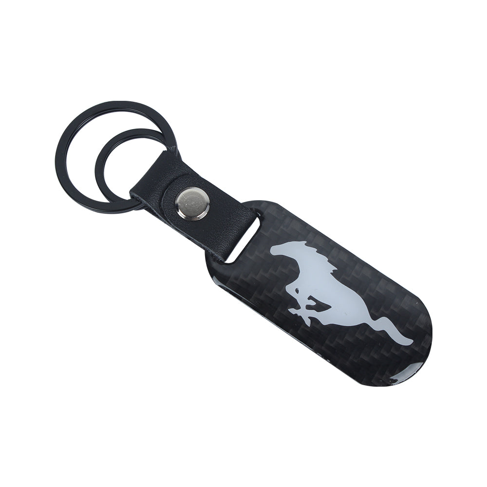 Brand New Universal 100% Real Carbon Fiber Keychain Key Ring For Mustang