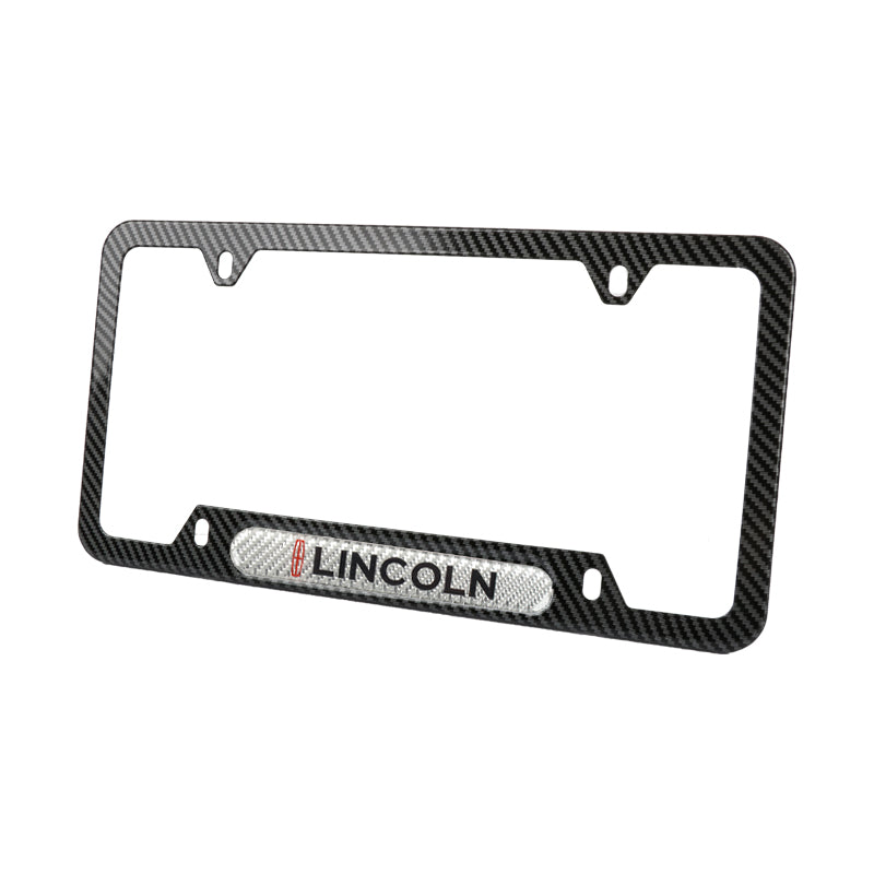 Brand New Universal 2PCS Lincoln Carbon Fiber Look Metal License Plate Frame