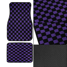 Load image into Gallery viewer, Brand New 4PCS UNIVERSAL CHECKERED Purple Racing Fabric Car Floor Mats Interior Carpets