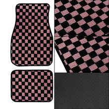 Load image into Gallery viewer, Brand New 4PCS UNIVERSAL CHECKERED Pink Racing Fabric Car Floor Mats Interior Carpets