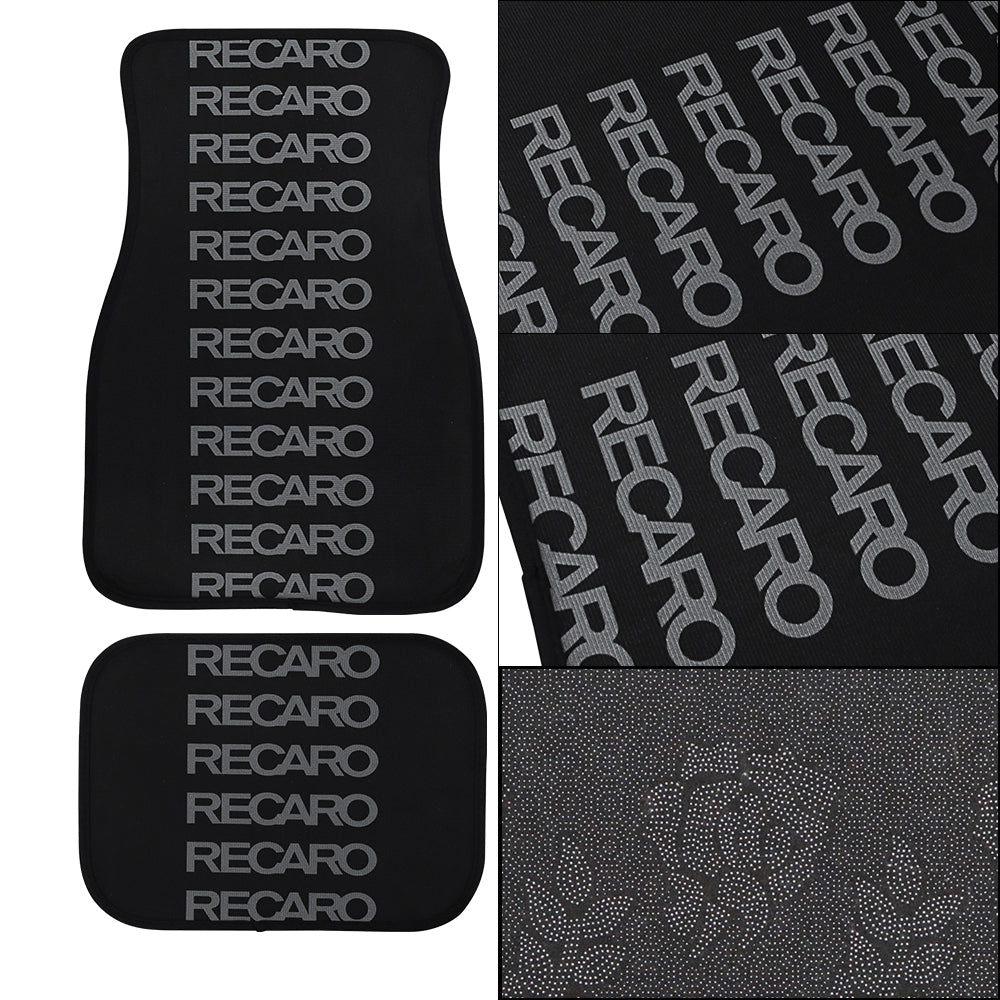 Brand New Universal 4PCS V8 RECARO STYLE BLACK Racing Fabric Car Floor Mats Interior Carpets