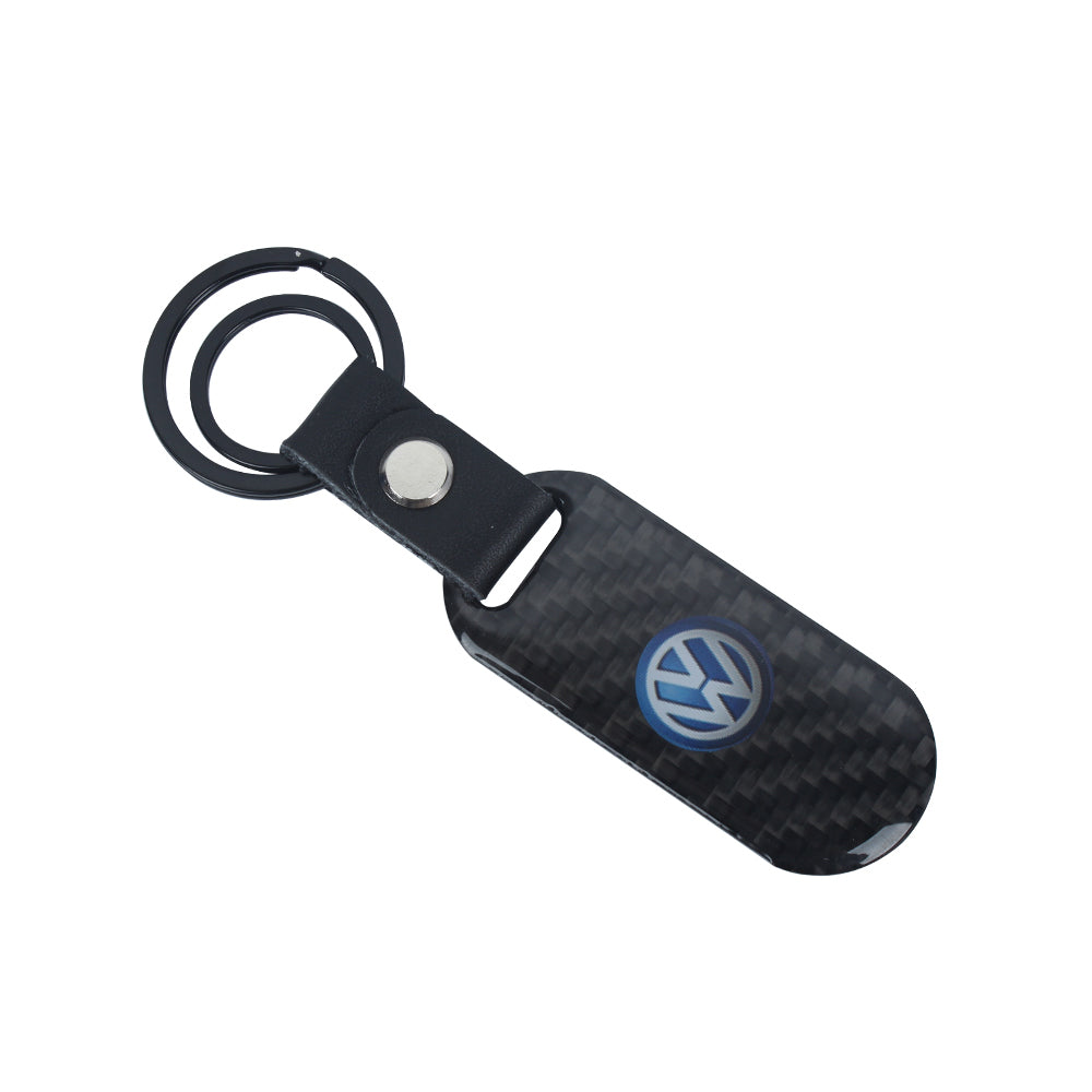 Brand New Universal 100% Real Carbon Fiber Keychain Key Ring For Volkswagen