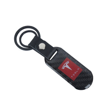 Load image into Gallery viewer, Brand New Universal 100% Real Carbon Fiber Keychain Key Ring For Tesla