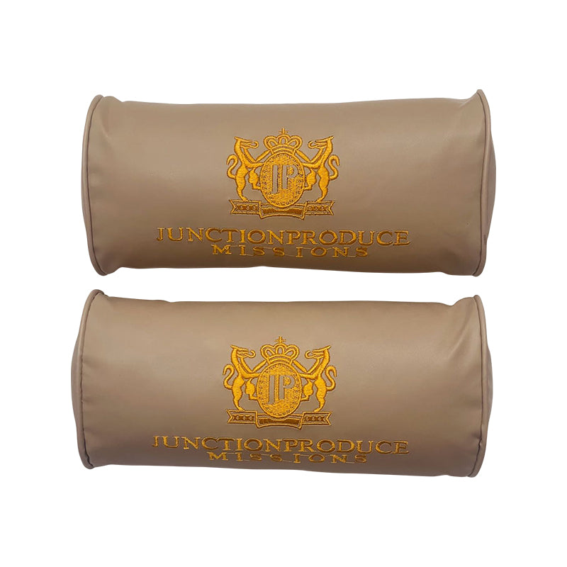 Brand New 2PCS Embroidery JP Junction Produce Vip Car Neck Rest Pillow Beige Headrest Cushion