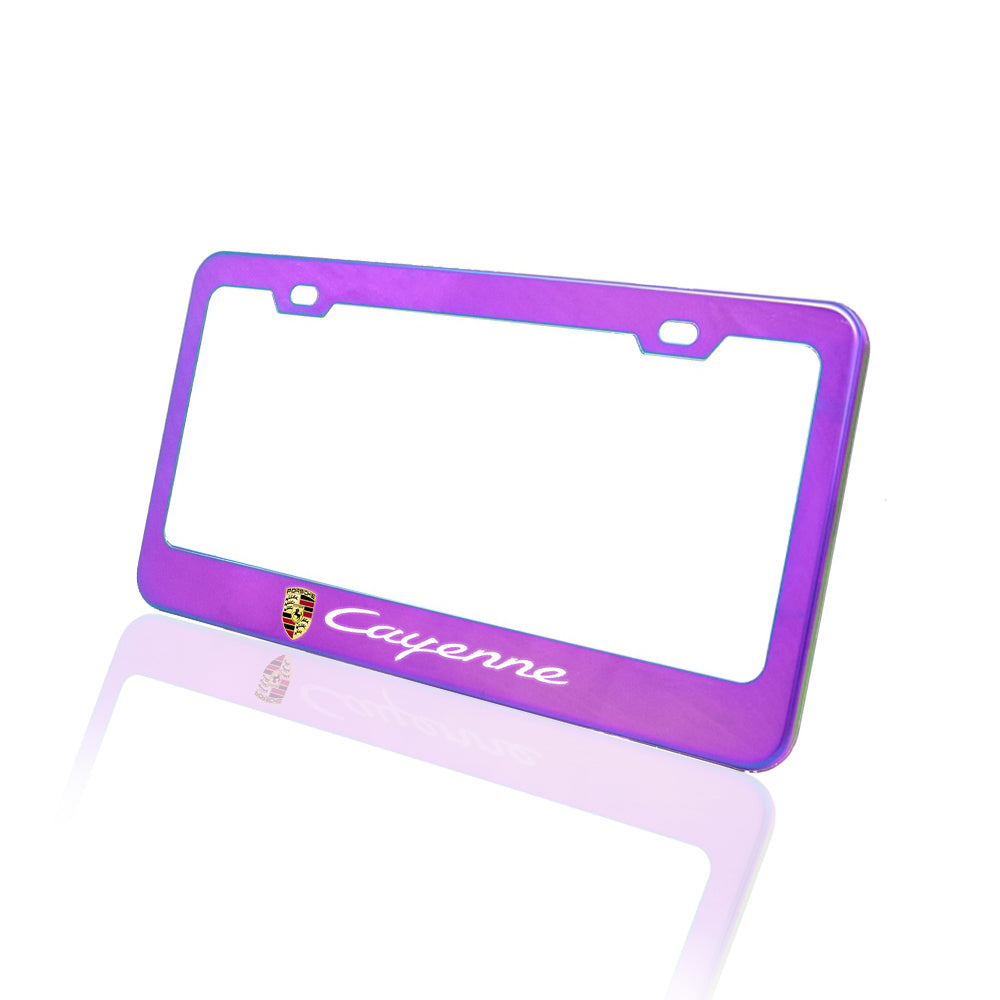 Brand New 1PCS UNIVERSAL PORSCHE CAYENNE Neo Chrome Stainless Steel License Plate Frame