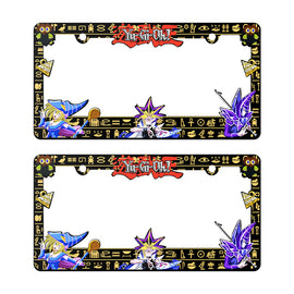 Brand New Universal 2PCS Anime Yu-Gi-Oh ABS Plastic Black License Plate Frame