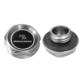 Brand New JDM Mazdaspeed Silver Aluminum Engine Oil Fuel Filler Cap Billet For Mazda