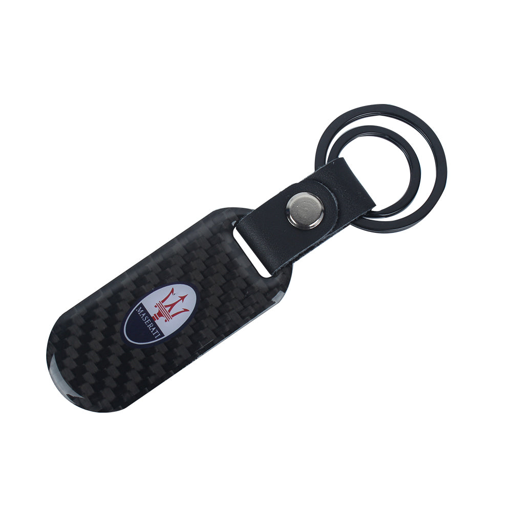 Brand New Universal 100% Real Carbon Fiber Keychain Key Ring For Maserati