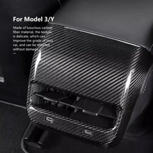 Load image into Gallery viewer, Brand New 2017-2024 Tesla Model 3 &amp; Y Real Carbon Fiber Rear Backseat A/C Vent Cover Trim
