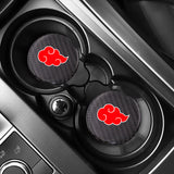 Brand New Universal 2PCS Naruto Cloud Akatsuki Real Carbon Fiber Car Cup Holder Pad Water Slot Non-Slip Mat