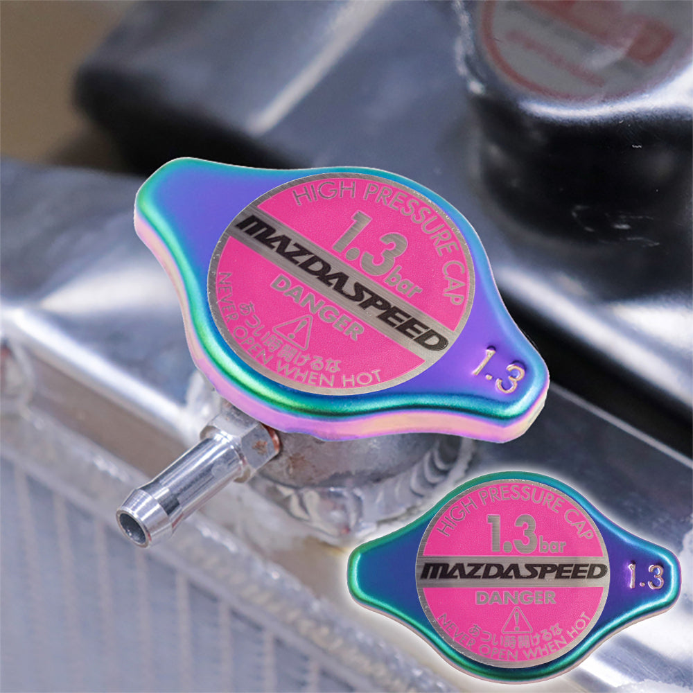 Brand New JDM 1.3bar 9mm MAZDASPEED Neo Chrome Racing Cap High Pressure Radiator Cap For Universal