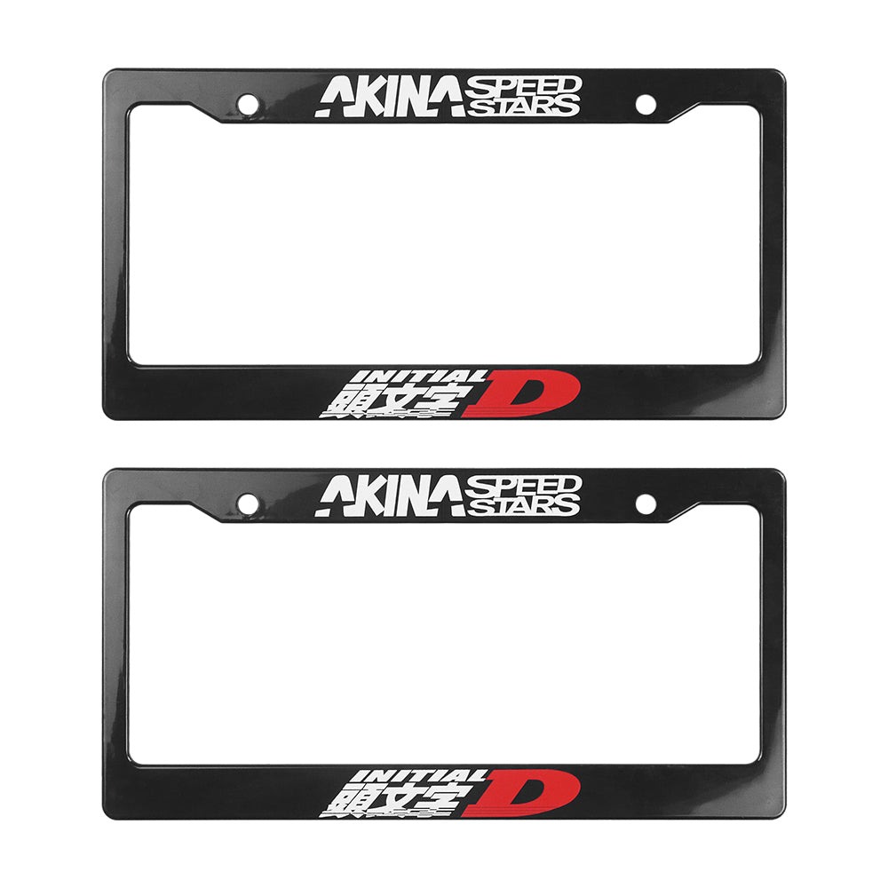 Brand New Universal 2PCS JDM INITIAL D AKINA SPEEDSTAR ABS Plastic Black License Plate Frame