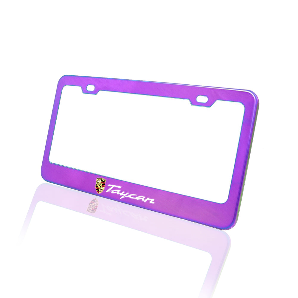 Brand New 1PCS UNIVERSAL PORSCHE TAYCAN Neo Chrome Stainless Steel License Plate Frame