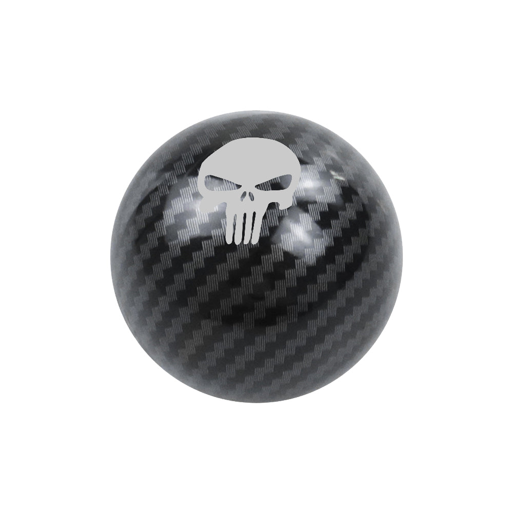 BRAND NEW UNIVERSAL JDM THE PUNISHER Aluminum Carbon Fiber Look Round Ball Manual Gear Stick Shift Knob M8 M10 M12