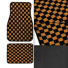 Load image into Gallery viewer, Brand New 4PCS UNIVERSAL CHECKERED ORANGE Racing Fabric Car Floor Mats Interior Carpets