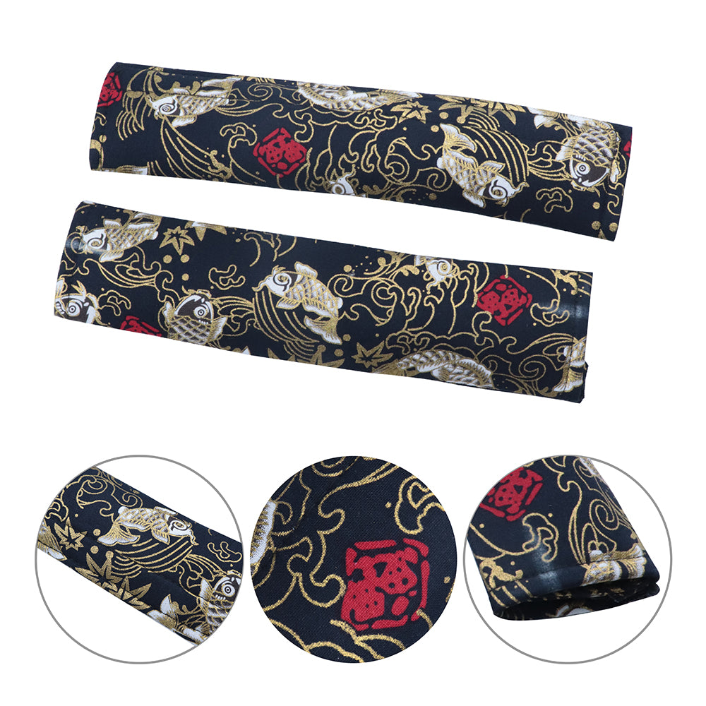 Brand New Universal 2PCS SAKURA Black Fish Fabric Soft Cotton Seat Belt Cover Shoulder Pads